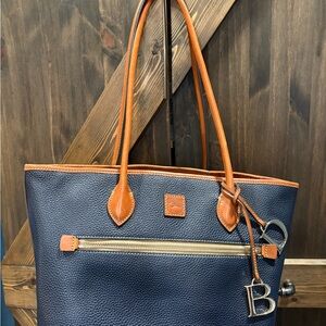 Dooney & Bourke Navy and Tan Tote Bag